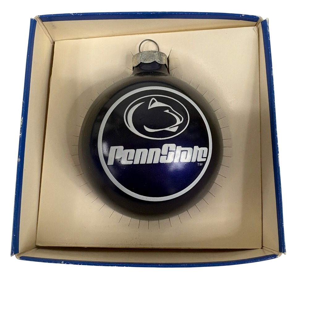 Vintage‎ Penn State Nittany Lions Topperscot Glass Ball Ornament Navy Blue Boxed